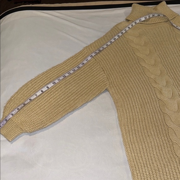 Noisy May Sweater Dress Turtleneck Tan Cable Knit Design Warm Cozy Women's Sz XL - Picture 8 of 13